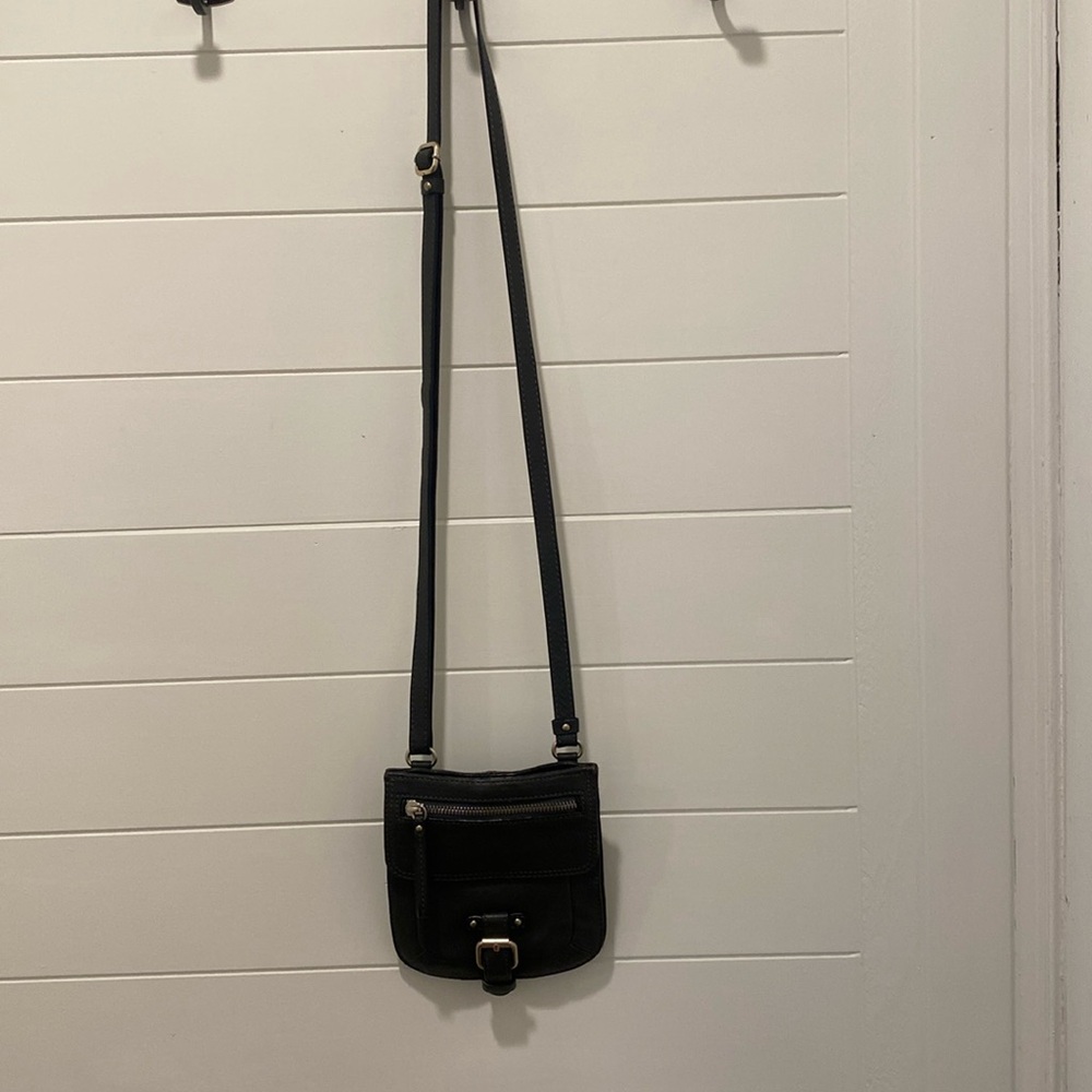 Banana Republic black leather cross body bag